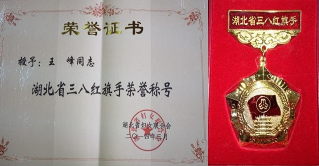 我所王峰同志獲“湖北省三八紅旗手”榮譽稱號